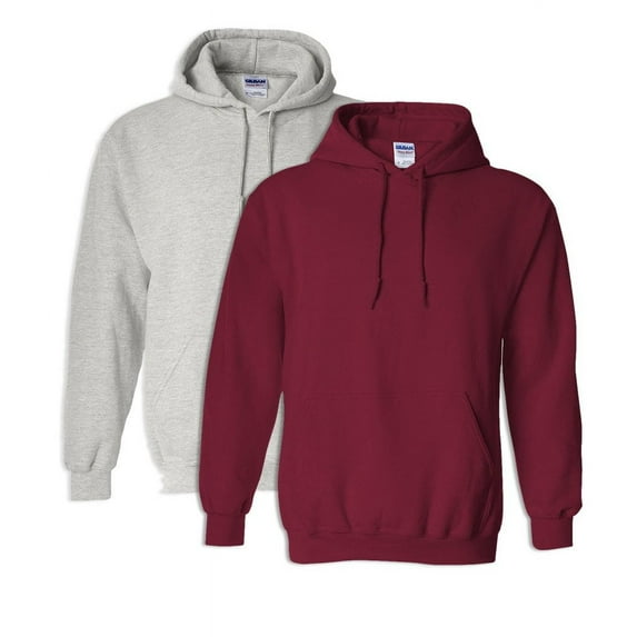 Gildan Mens Heavy Blend Hooded Sweatshirt (Pack of 2) (1 Ash / 1 Cardinal Red)