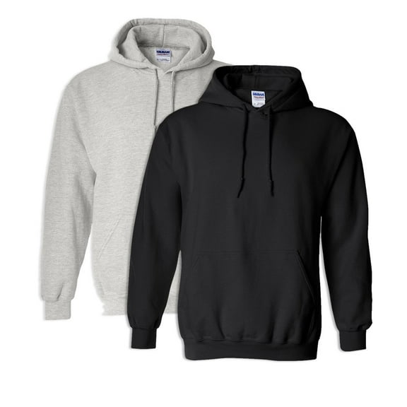 Gildan Mens Heavy Blend Hooded Sweatshirt, S, Black (Pack of 2) (1 Ash / 1 Black)