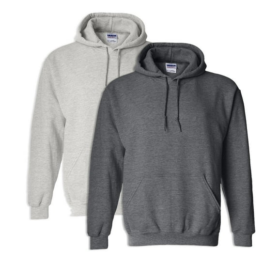 Gildan Mens Heavy Blend Hooded Sweatshirt, S, Dark Heather (Pack of 2) (1 Ash / 1 Dark Heather)