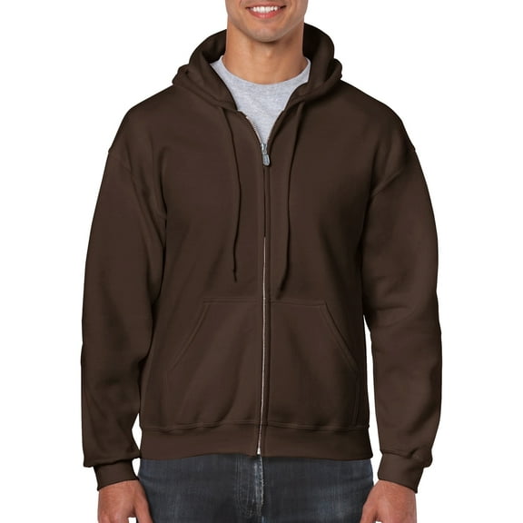 Gildan Mens Heavy Blend Full Zip Hooded Sweatshirt, L, Dark Chocolate