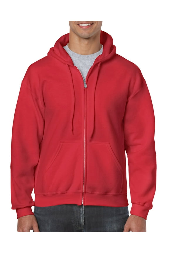 Mens Heavy Blend Full Zip Hooded Sweatshirt, XL, Red