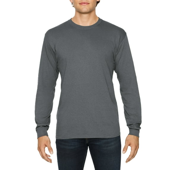 Gildan Mens Heavy Cotton Long Sleeve T-Shirt, 2XL, Charcoal