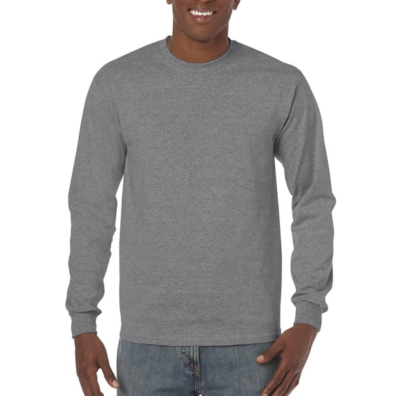 Gildan Mens Heavy Cotton Long Sleeve T-Shirt, 2XL, Graphite Heather