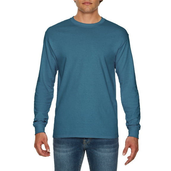 Gildan Mens Heavy Cotton Long Sleeve T-Shirt, 2XL, Indigo Blue