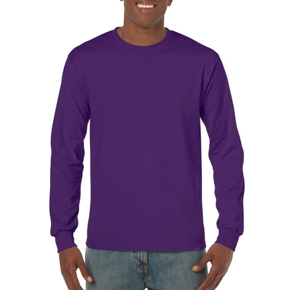 Gildan Mens Heavy Cotton Long Sleeve T-Shirt, 3XL, Purple
