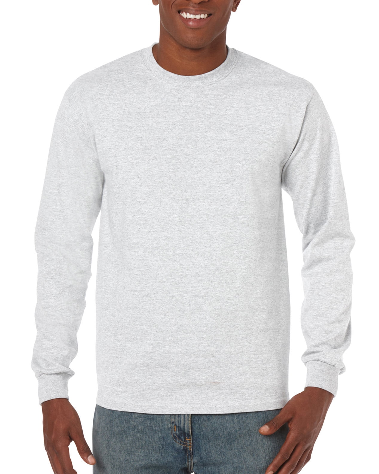 Gildan Mens Heavy Cotton Long Sleeve T-Shirt, L, Ash - Walmart