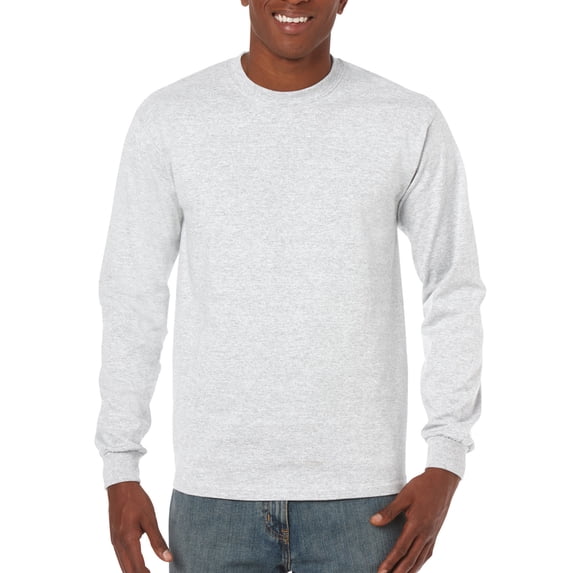 Gildan Mens Heavy Cotton Long Sleeve T-Shirt, L, Ash
