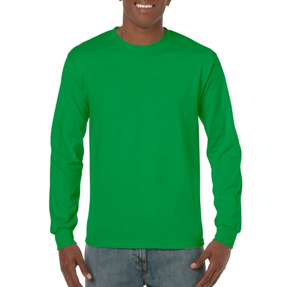 Gildan Mens Heavy Cotton Long Sleeve T-Shirt, L, Irish Green