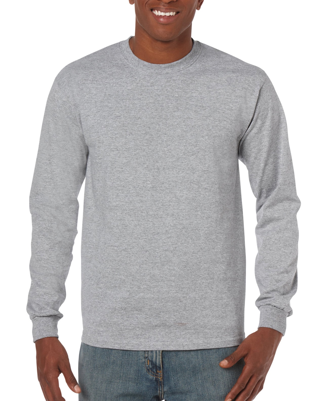 Gildan Mens Heavy Cotton Long Sleeve T-Shirt, L, Sport Grey - Walmart.com