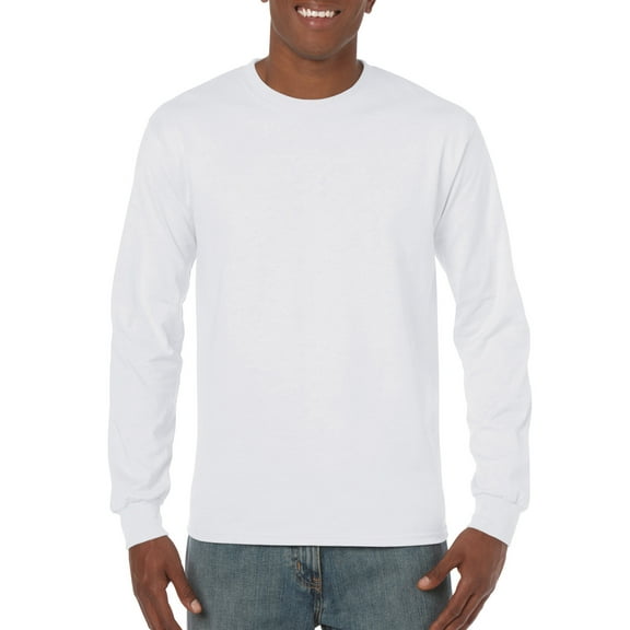 Gildan Mens Heavy Cotton Long Sleeve T-Shirt, L, White