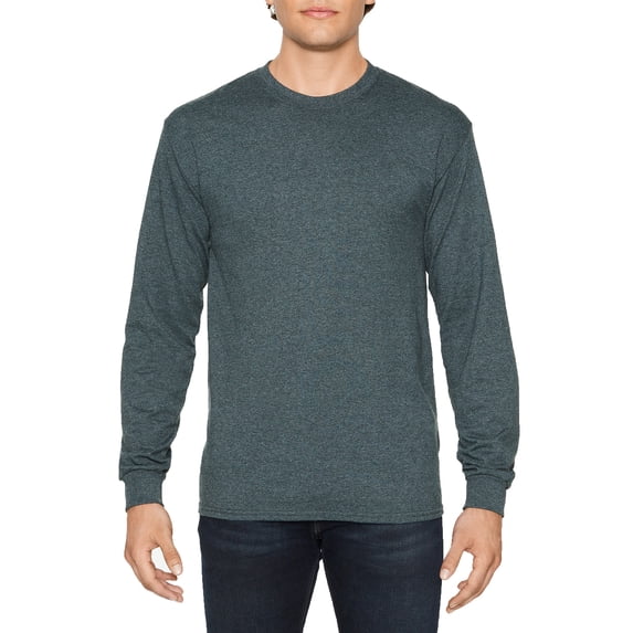 Gildan Mens Heavy Cotton Long Sleeve T-Shirt, M, Dark Heather