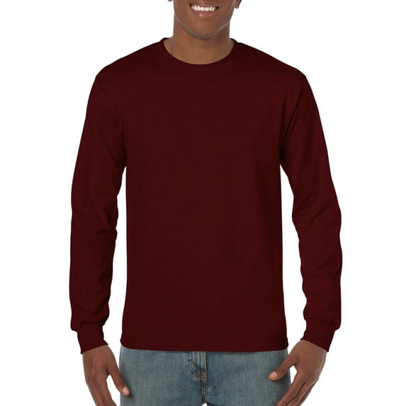 Gildan Mens Heavy Cotton Long Sleeve T-Shirt, M, Maroon