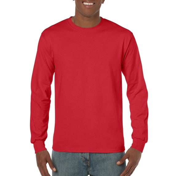 Gildan Mens Heavy Cotton Long Sleeve T-Shirt, M, Red