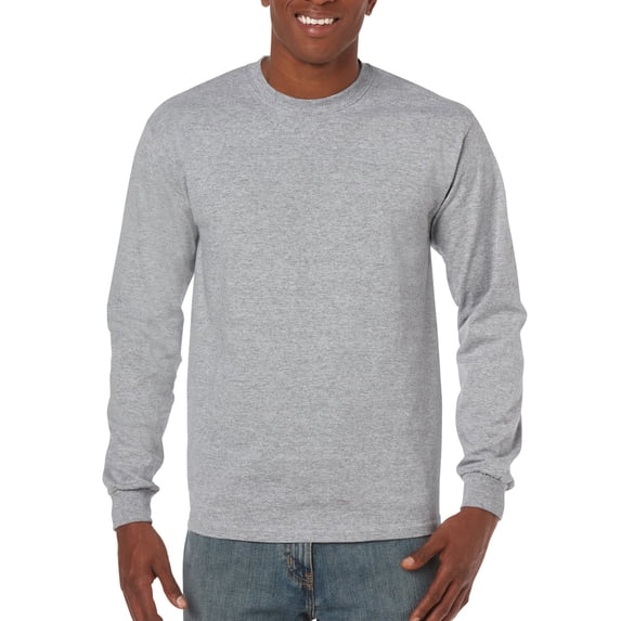 Gildan Mens Heavy Cotton Long Sleeve T-Shirt, M, Sport Grey