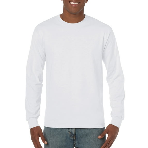 Gildan Mens Heavy Cotton Long Sleeve T-Shirt, M, White