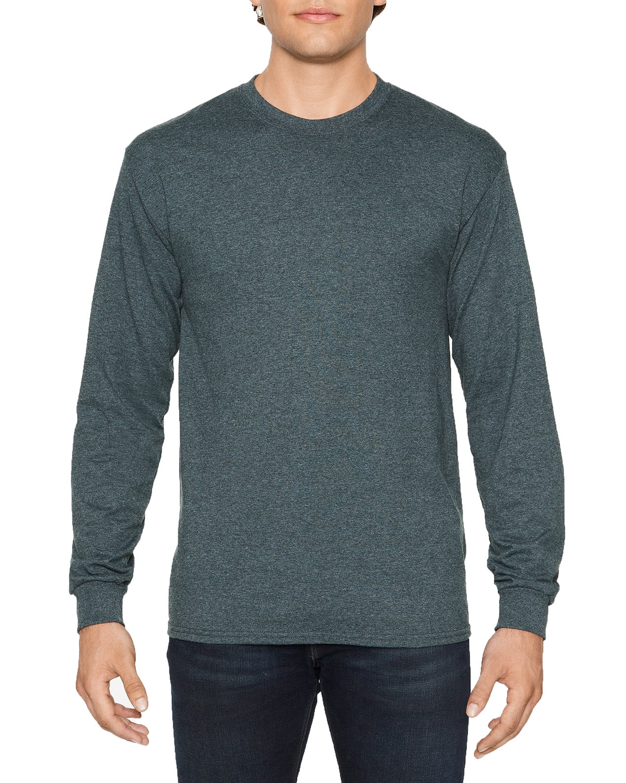 Gildan Mens Heavy Cotton Long Sleeve T Shirt S Dark Heather 8574