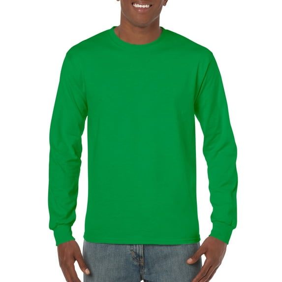 Gildan Mens Heavy Cotton Long Sleeve T-Shirt, S, Irish Green