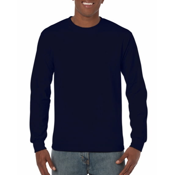 Gildan Mens Heavy Cotton Long Sleeve T-Shirt, S, Navy