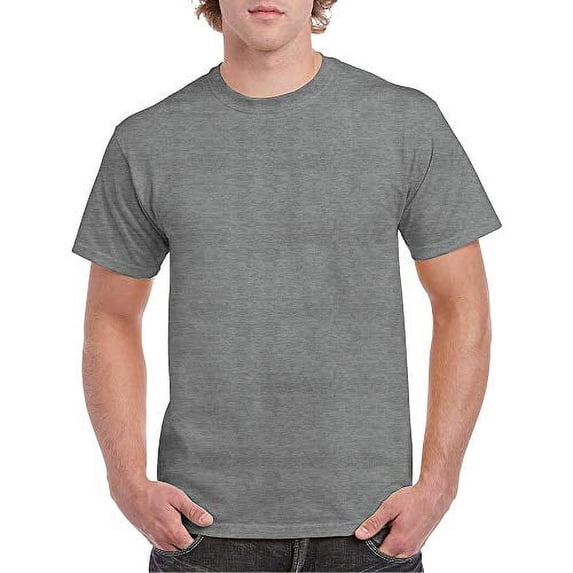 Gildan Mens Heavy Cotton T-Shirt , 2XL, Graphite Heather (Pack of 2) 2 Graphite Heather