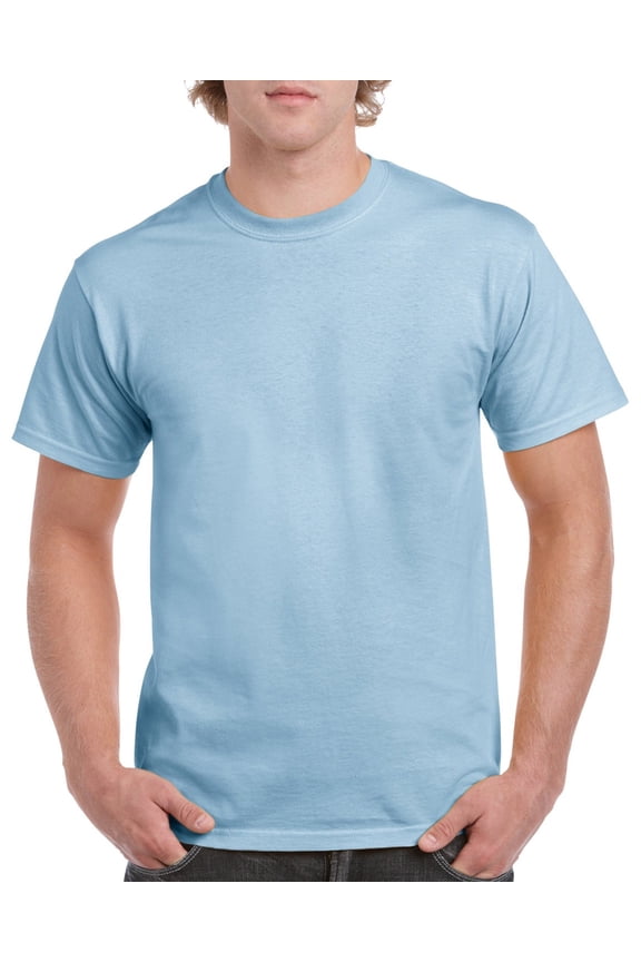 Mens Heavy Cotton T-Shirt, 4XL, Light Blue