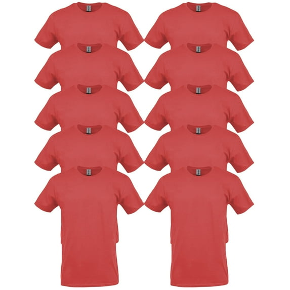 Gildan Mens Heavy Cotton T-Shirt , 4XL, Red (Pack of 10) 10 Red
