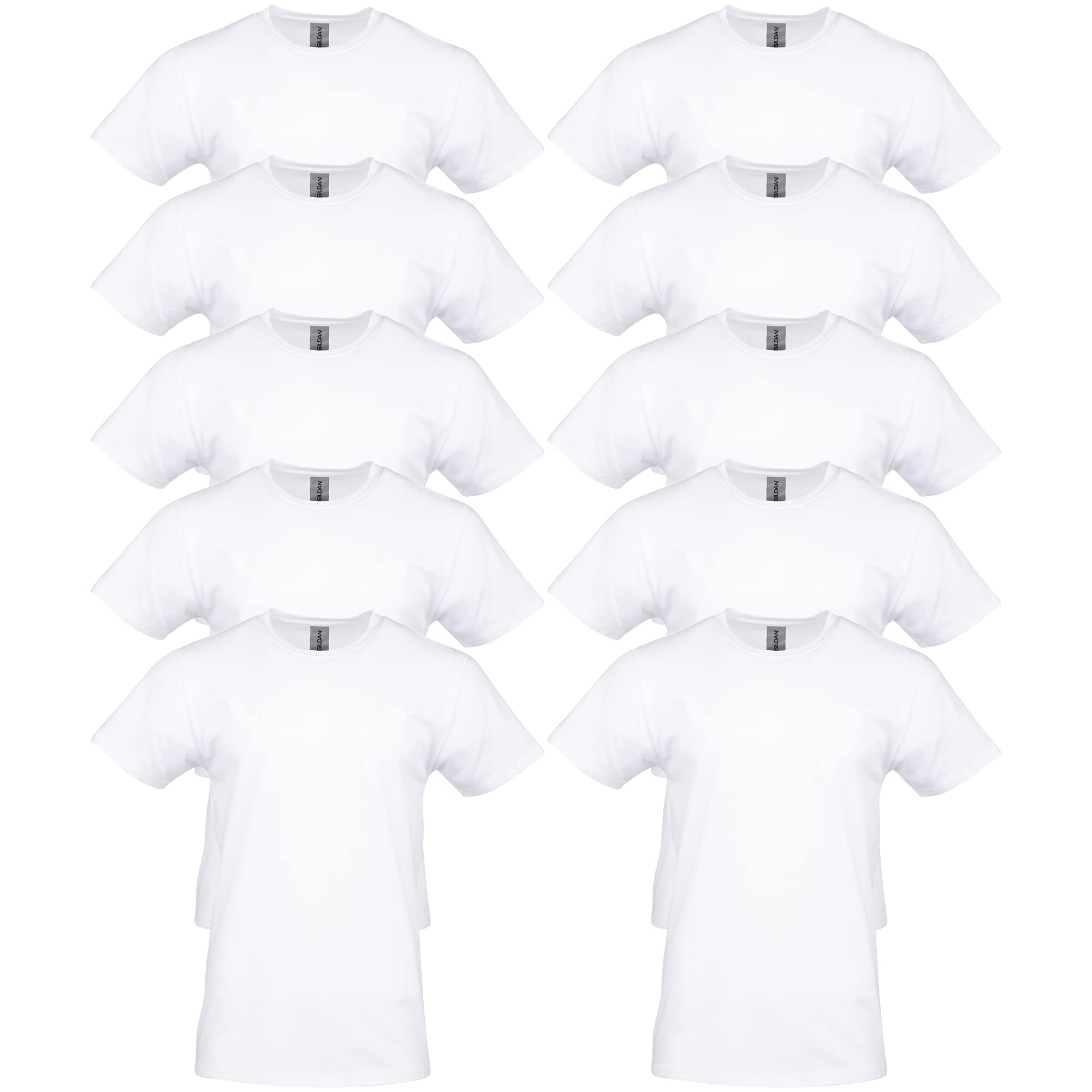 Gildan Mens Heavy Cotton T-Shirt , 5XL, White (Pack of 10) 10