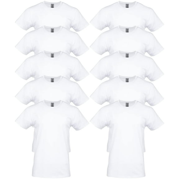 Gildan Mens Heavy Cotton T-Shirt , 5XL, White (Pack of 10) 10 White