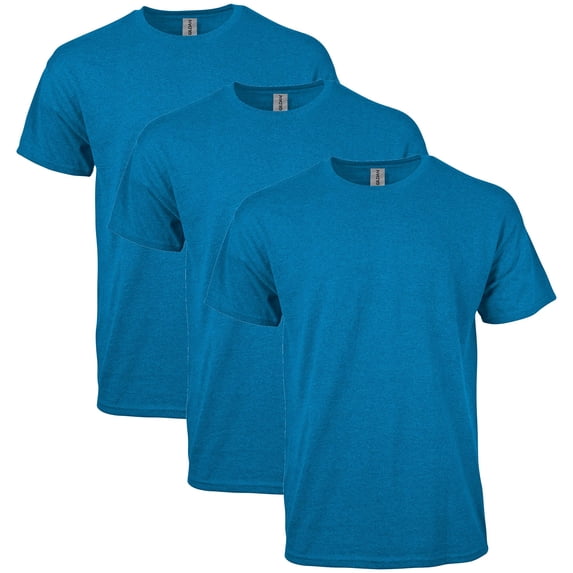 Gildan Mens Heavy Cotton T-Shirt , L, Heather Sapphire (Pack of 3) 3 Heather Sapphire