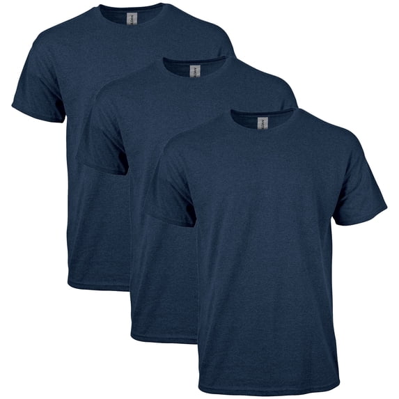 Gildan Mens Heavy Cotton T-Shirt (Pack of 3) 3 Heather Navy