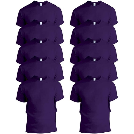 Gildan Mens Heavy Cotton T-Shirt, Style G5000, Multipack 10 Purple 10-pack X-Large