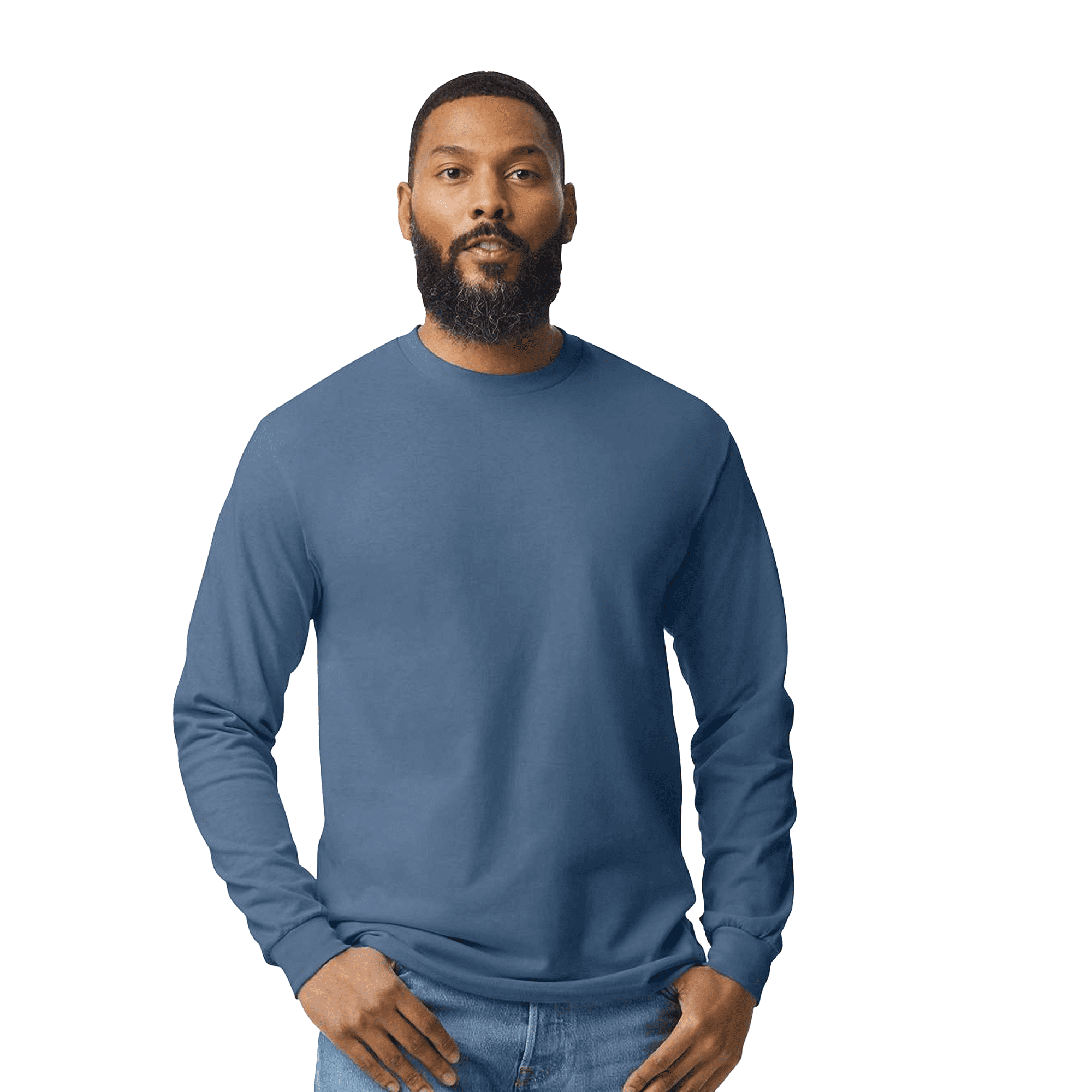 Gildan Men's G500 T-Shirt - 5.3 Oz 100% Cotton Jersey, Medium, Indigo Blue & Other Colors - View #2