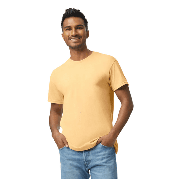 Gildan Mens Short Sleeve, Heavy Cotton T-Shirt, 100% Cotton, Crew Neck Tee for Men, Arts And Craft, Yellow Haze, 5XL