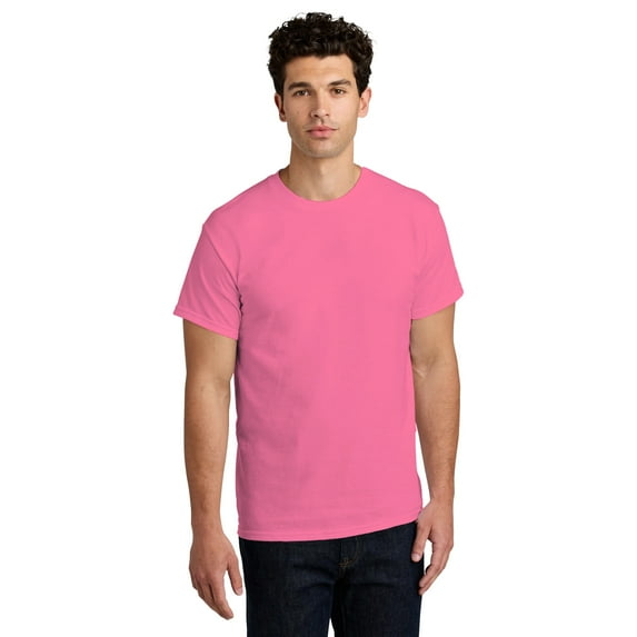 Gildan Mens Short Sleeve, Heavy Cotton T-Shirt, 100% Cotton, Crew Neck Tee for Men, Arts And Craft, Safety Pink, 4XL