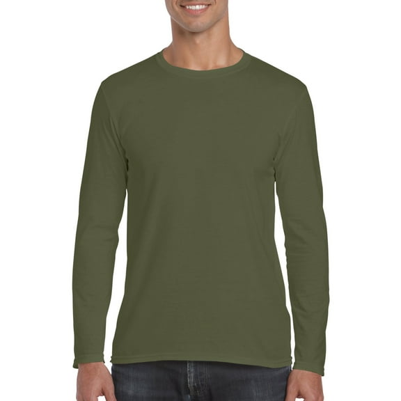 Gildan Mens Softstyle Long Sleeve T-Shirt, S, Military Green