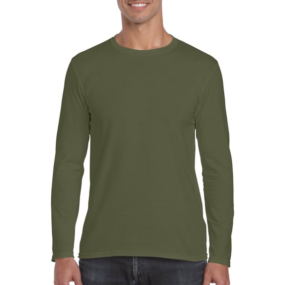 Gildan Mens Softstyle Long Sleeve T-Shirt, S, Military Green