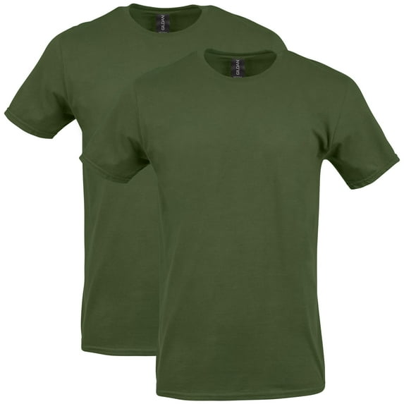 Gildan Mens Softstyle T-Shirt, L, Military Green (Pack of 2) 2 Military Green