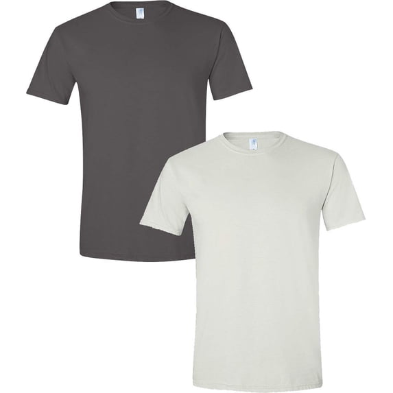 Gildan Mens Softstyle T-Shirt, S, Charcoal (Pack of 2) (1 White / 1 Charcoal)