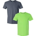 thumbnail image 1 of Gildan Mens Softstyle T-Shirt, S, Heather Navy (Pack of 2) (1 Lime / 1 Heather Navy), 1 of 1