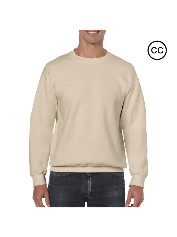 Mens Sweatshirts, Heavy Blend Pullover Fleece Sweater 8oz, 50 Cotton/50 Polyester, Sand Crewneck Sweatshirt, XL