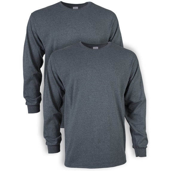Gildan Mens Ultra Cotton Long Sleeve T-Shirt
, 2XL, Dark Heather (Pack of 2) 2 Dark Heather