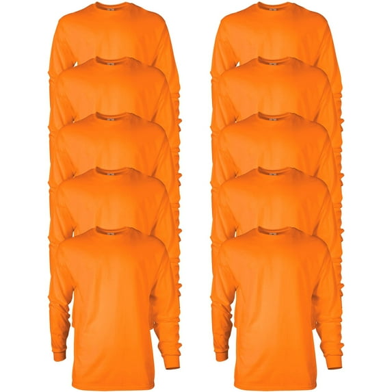 Gildan Mens Ultra Cotton Long Sleeve T-Shirt
, 2XL, Safety Orange (Pack of 10) 10 Safety Orange