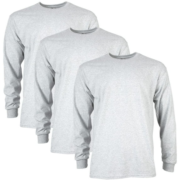 Gildan Mens Ultra Cotton Long Sleeve T-Shirt
, 3XL, Ash (Pack of 3) 3 Ash
