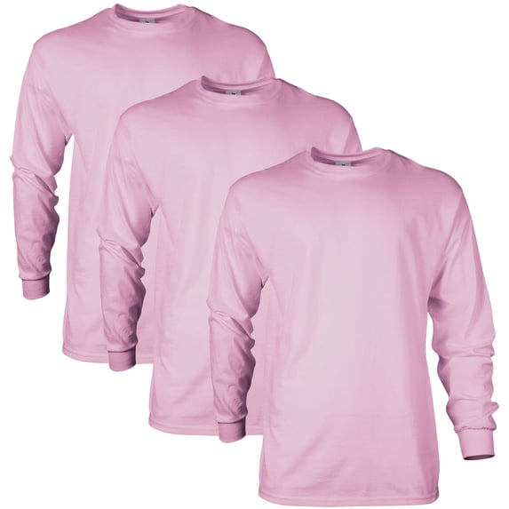 Gildan Mens Ultra Cotton Long Sleeve T-Shirt
, L, Light Pink (Pack of 3) 3 Light Pink