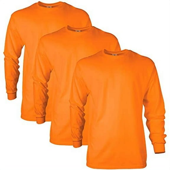 Gildan Mens Ultra Cotton Long Sleeve T-Shirt
, L, Safety Orange (Pack of 3) 3 Safety Orange