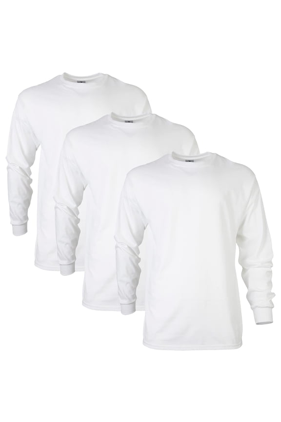 Mens Ultra Cotton Long Sleeve T-Shirt

, L, White (Pack of 3) 3 White