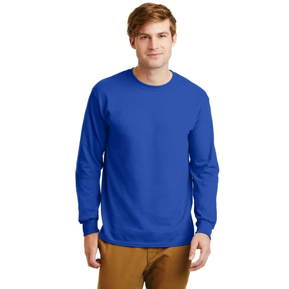 Gildan Mens Ultra Cotton Long Sleeve T-Shirt , M, Royal