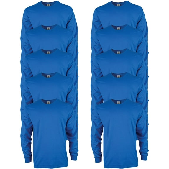 Gildan Mens Ultra Cotton Long Sleeve T-Shirt
, S, Royal (Pack of 10) 10 Royal