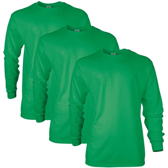 Gildan Mens Ultra Cotton Long Sleeve T-Shirt
, XL, Irish Green (Pack of 3) 3 Irish Green