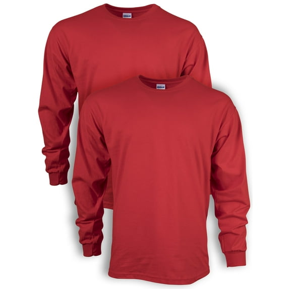 Gildan Mens Ultra Cotton Long Sleeve T-Shirt
, XL, Red (Pack of 2) 2 Red