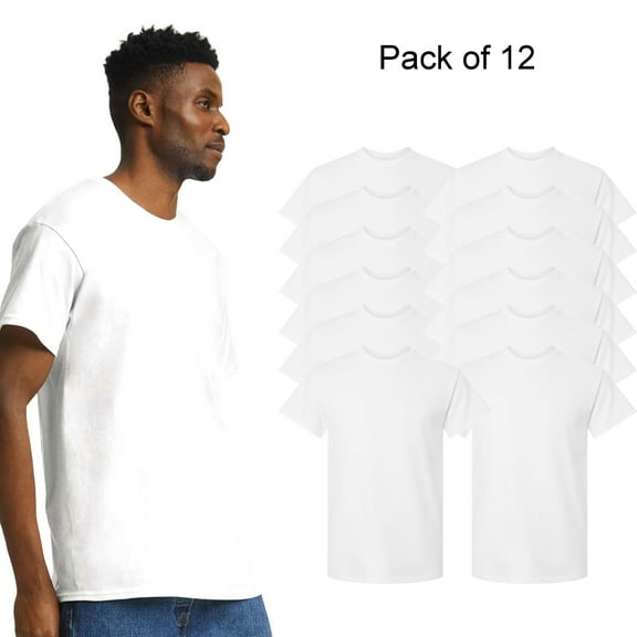 Gildan Mens Ultra Cotton T-Shirt,100% Cotton Short Sleeve T-Shirt for Crafting 12-Pack Blank Tee, White S